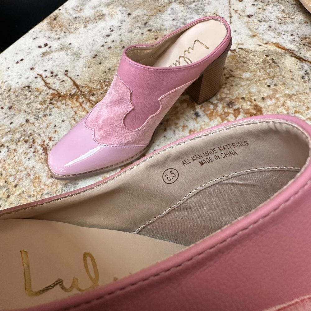 Lulu’s pink slip on heeled mules size 6.5 (S31) - Picture 7 of 15